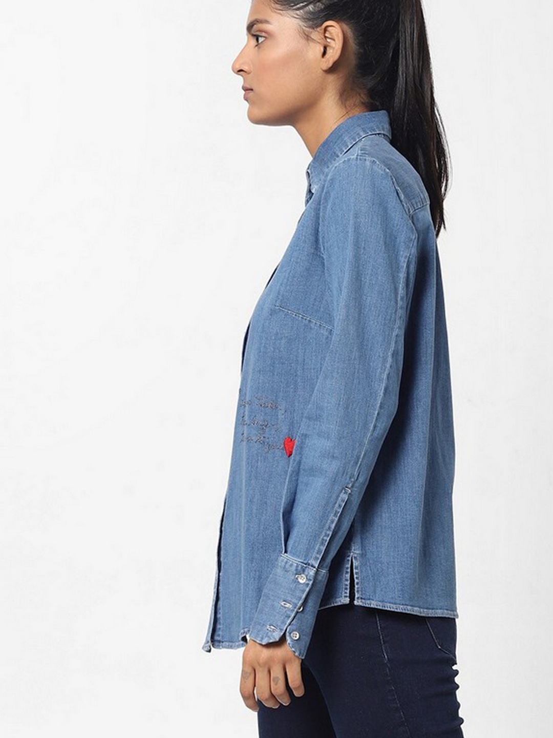 Maribel X Song Denim Shirt with Embroidery