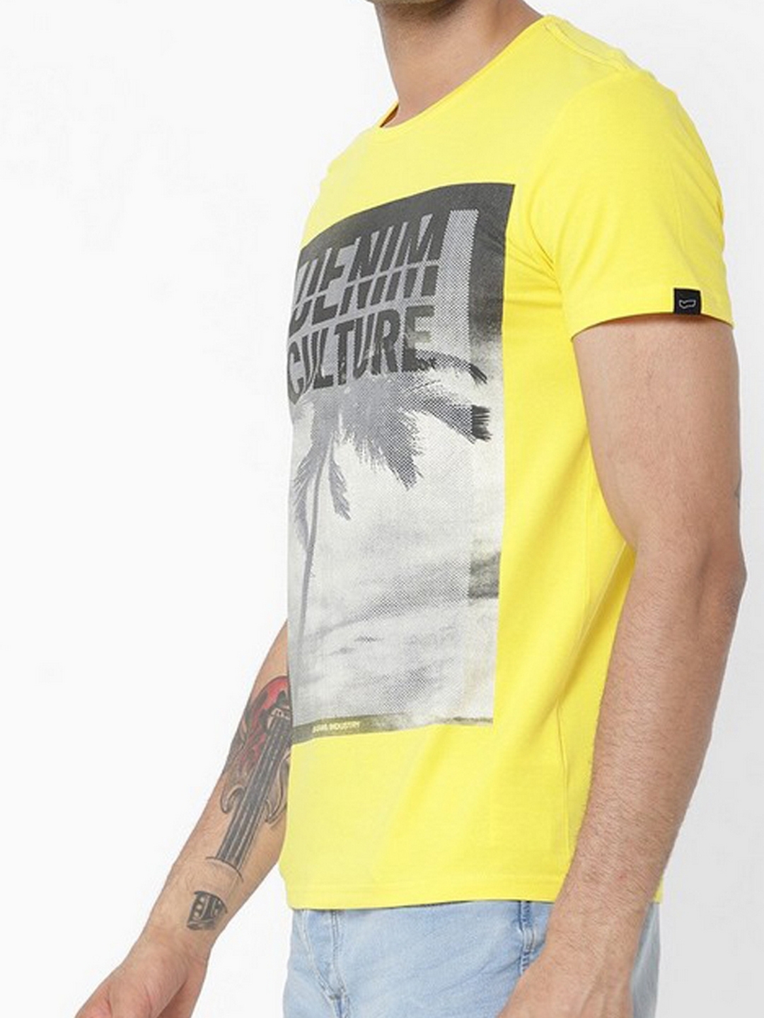 Men's Jahn/s printed round neck yellow t-shirt