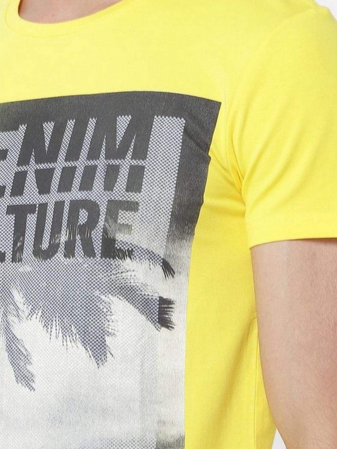 Men's Jahn/s printed round neck yellow t-shirt