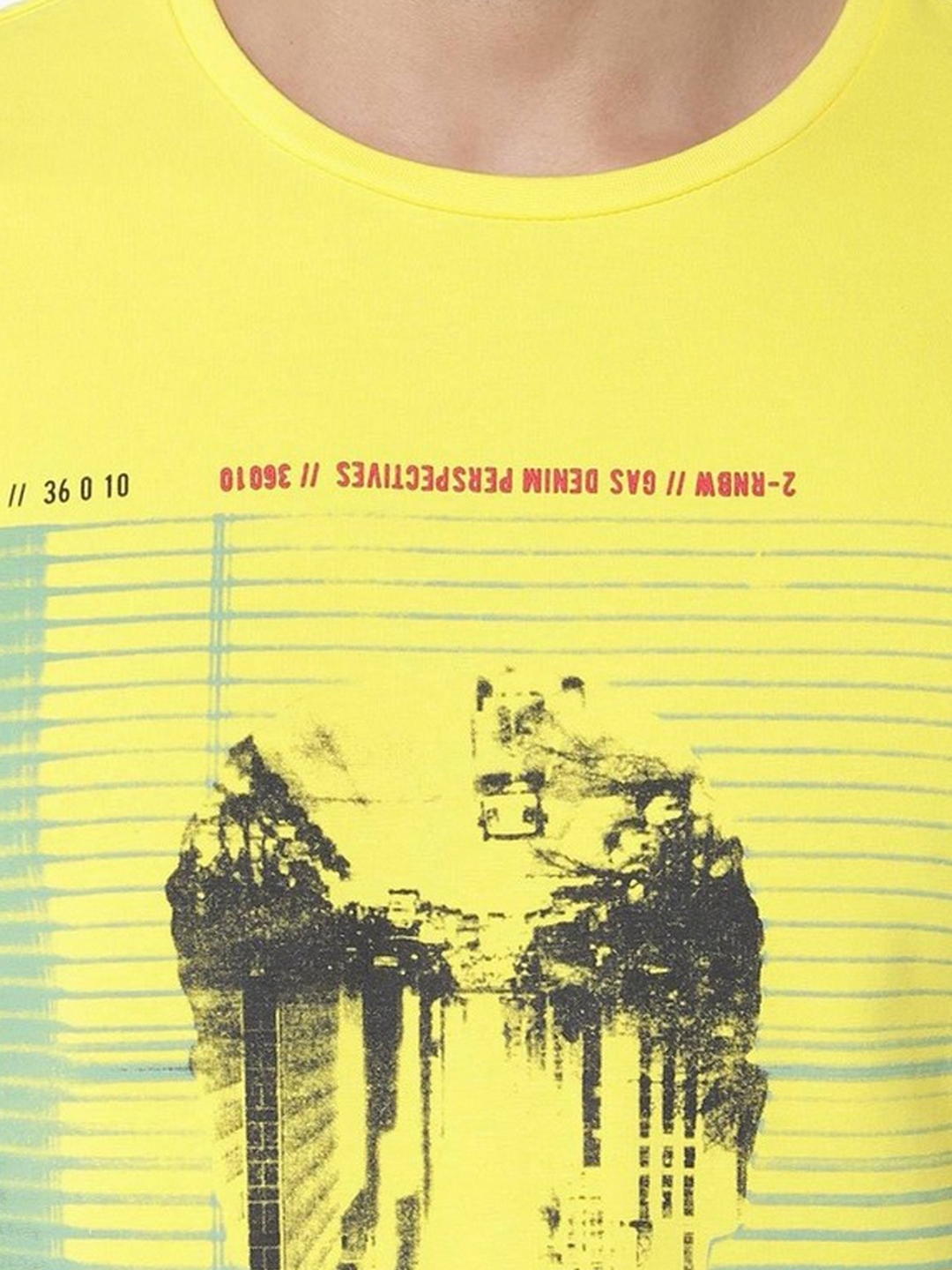 Scuba Printed Round Neck Yellow T-Shirt