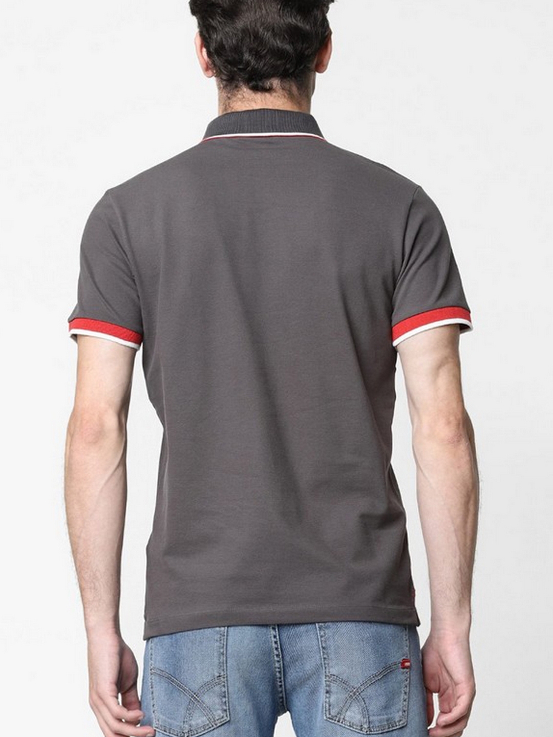 Men's Agap/s solid grey polo t-shirt