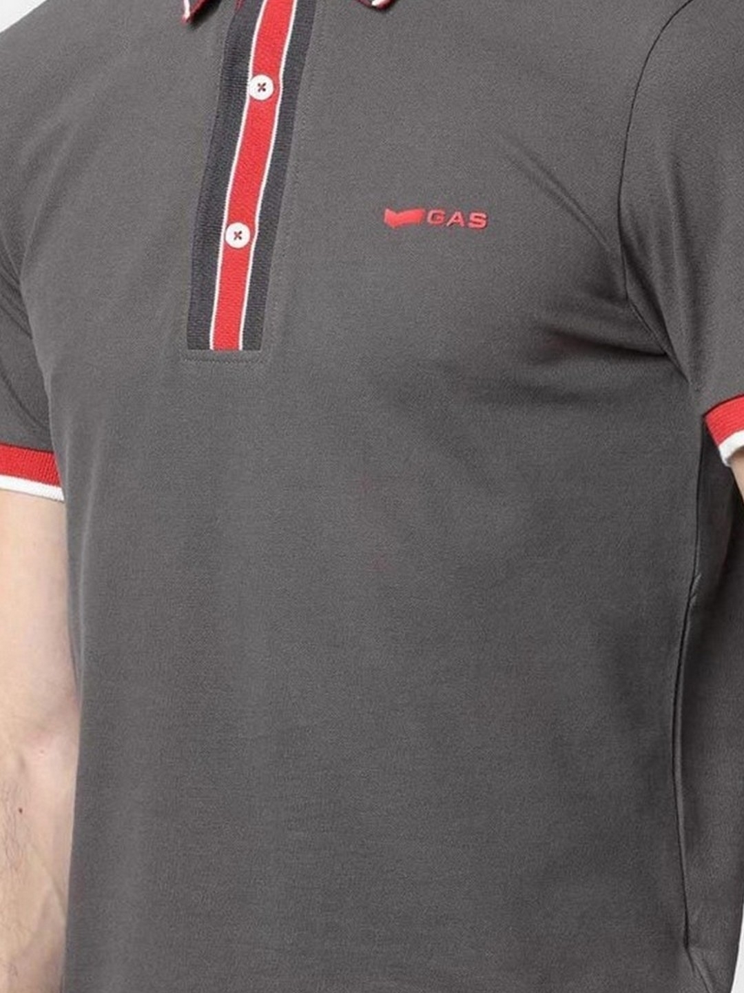 Men's Agap/s solid grey polo t-shirt