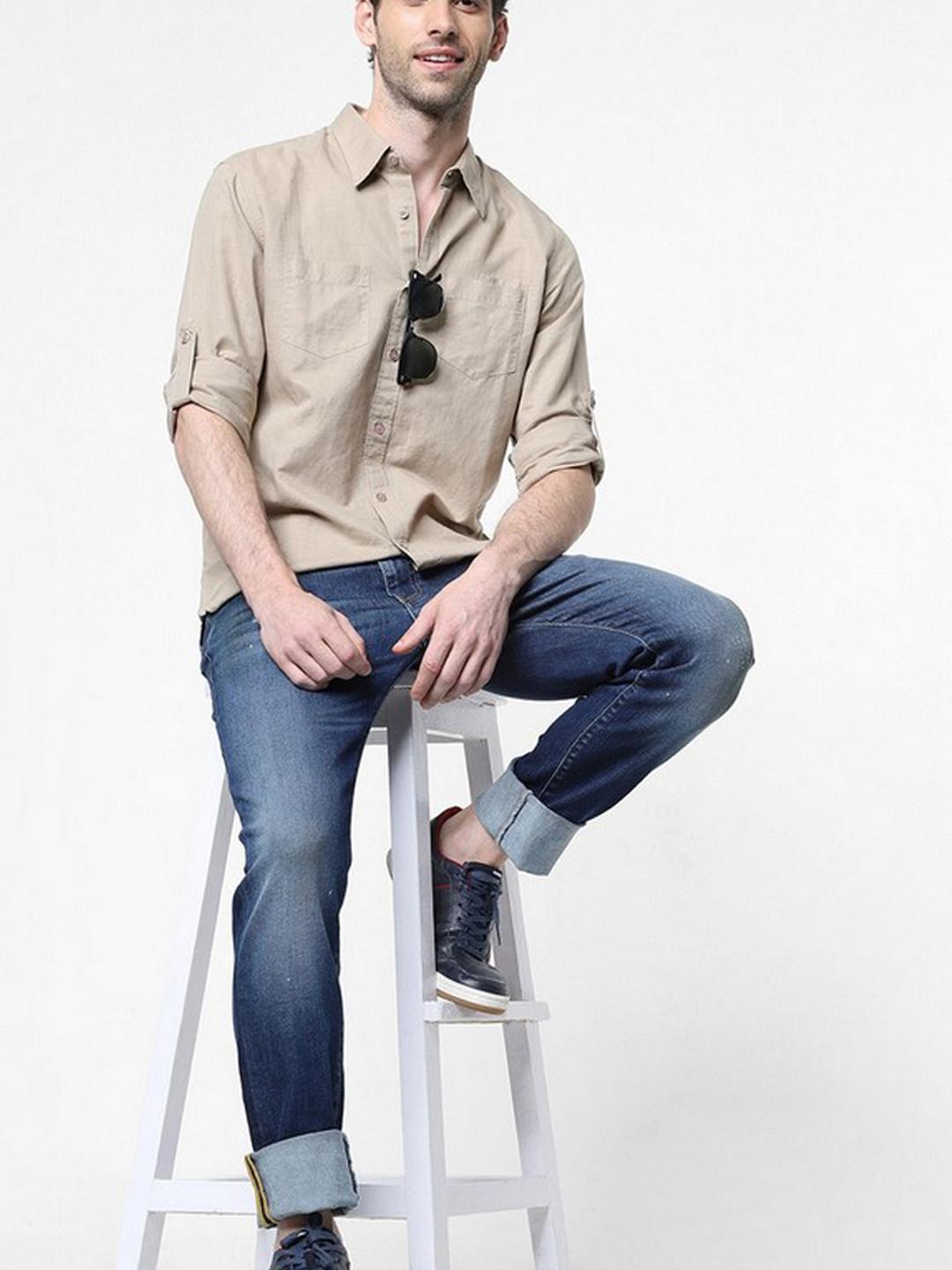 Solid Regular Fit Shirt with Patch Pocket