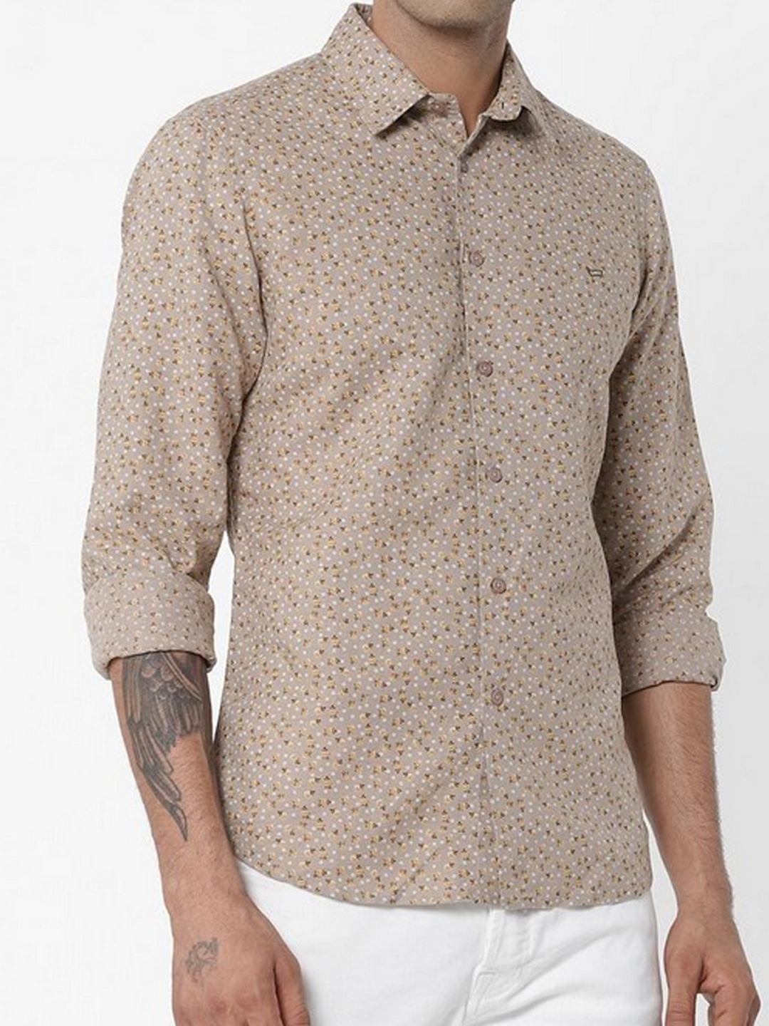 Beige Printed Shirt