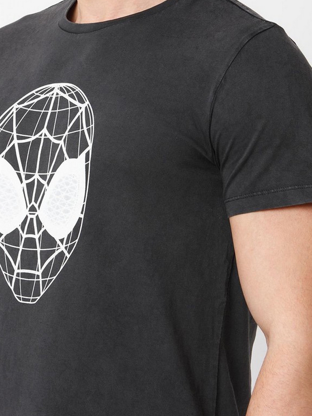 Spider-Man Webbed Face In Slim Fit Crew-Neck T-shirt