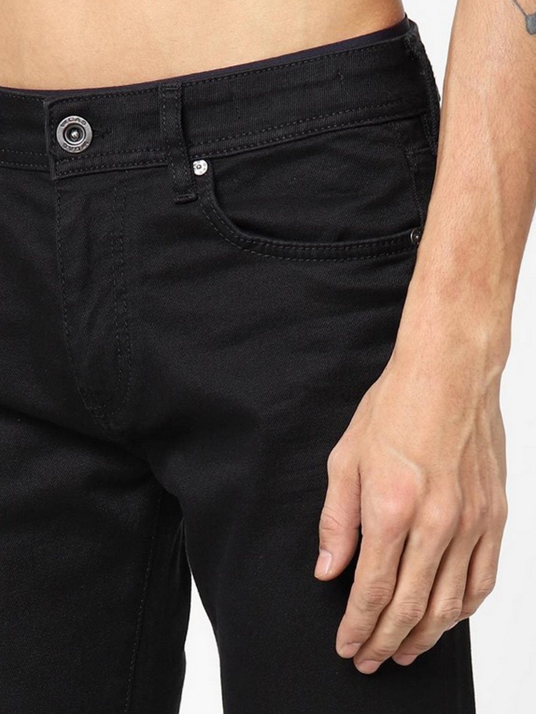 Men's Sax Zip Skinny Fit BLACK Jeans