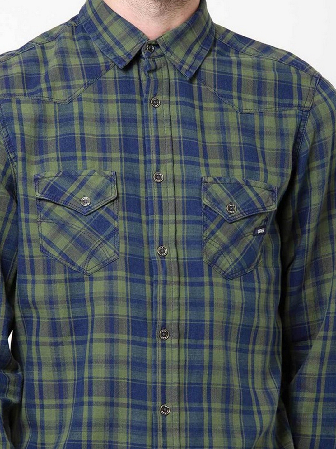 Slim Fit Checked Shirt with Button Flap Pockets