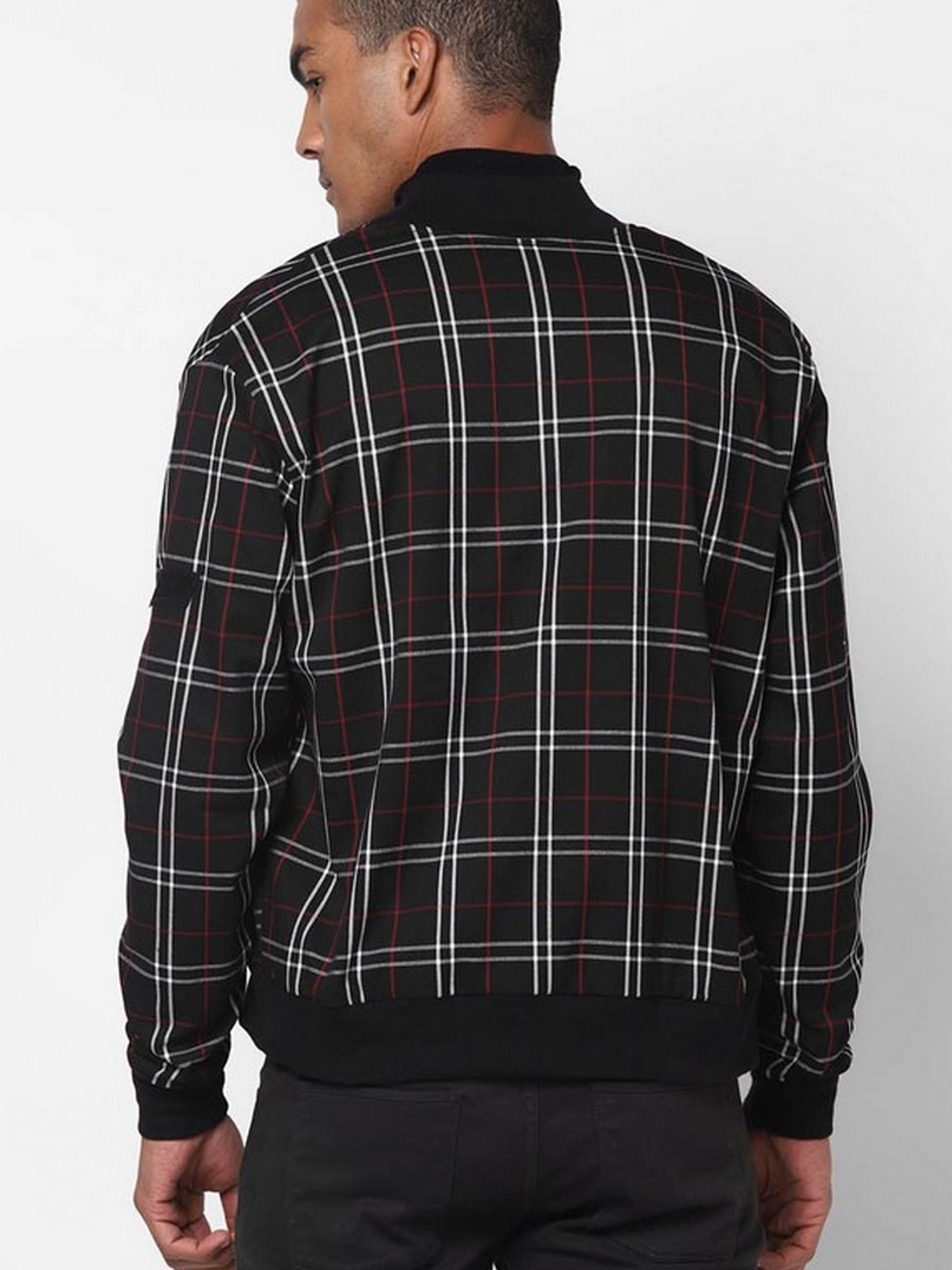 Checked Slim Fit Zip-Front Jacket