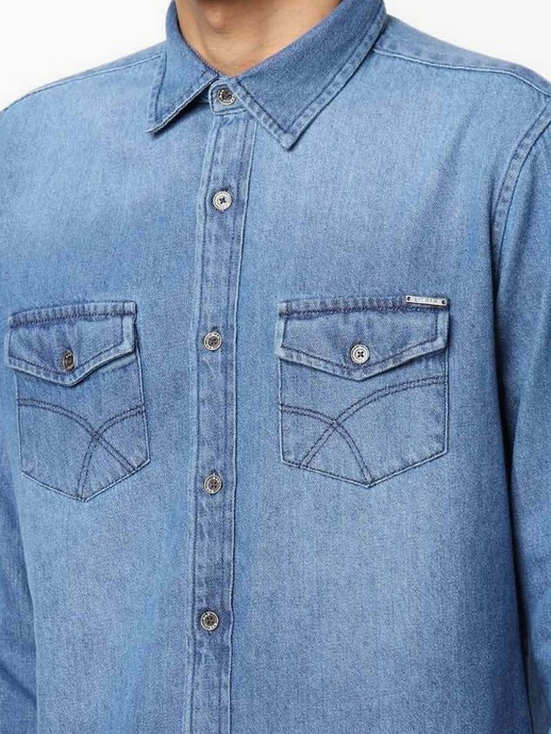 Men's Denim-Look Shirt, Dark Blue | Simon Jersey