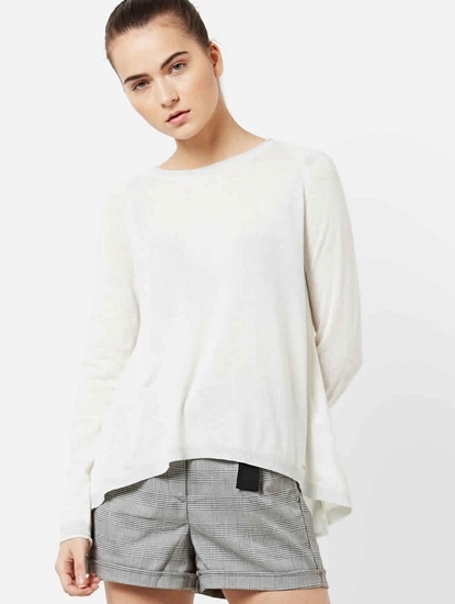 Round-Neck High-Low Pullover with Raglan Sleeves