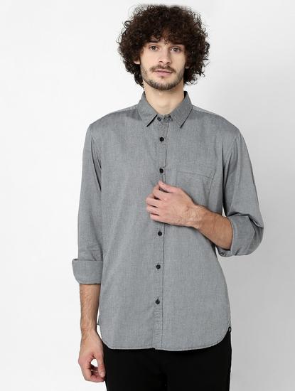 Relaxed Fit Cotton Shirt with Spread Collar