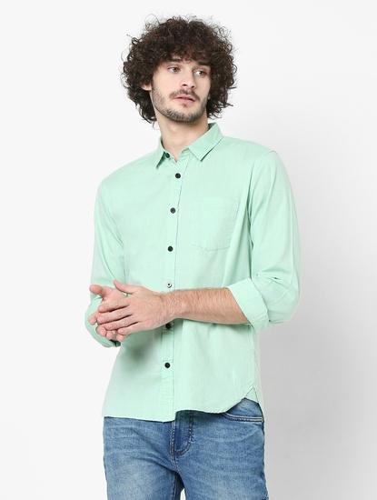 Relaxed Fit Cotton Shirt with Spread Collar