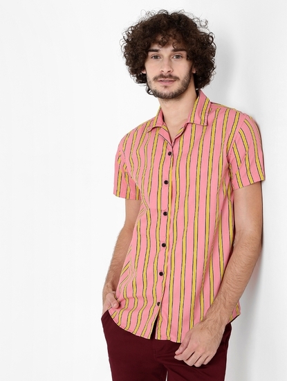 Striped Spread-Collar Slim Fit Shirt