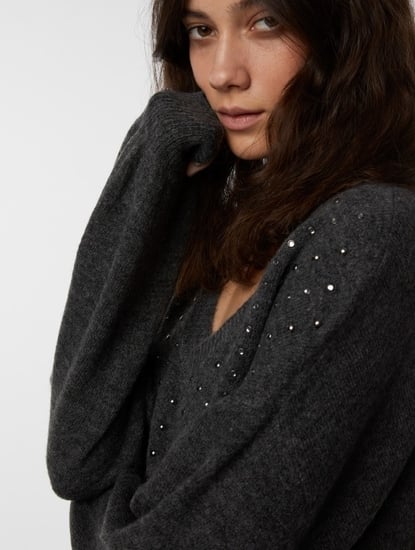 Awa Strass Embellished Sweater Dress