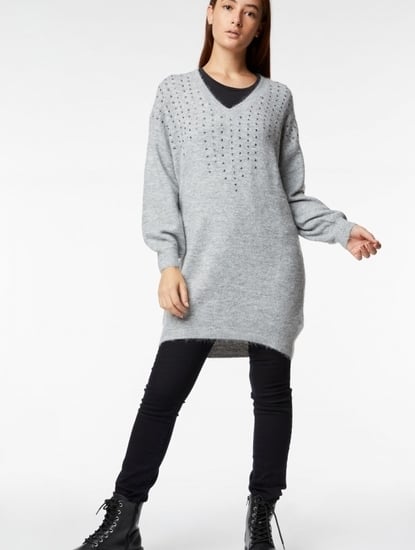 Awa Strass Embellished Sweater Dress