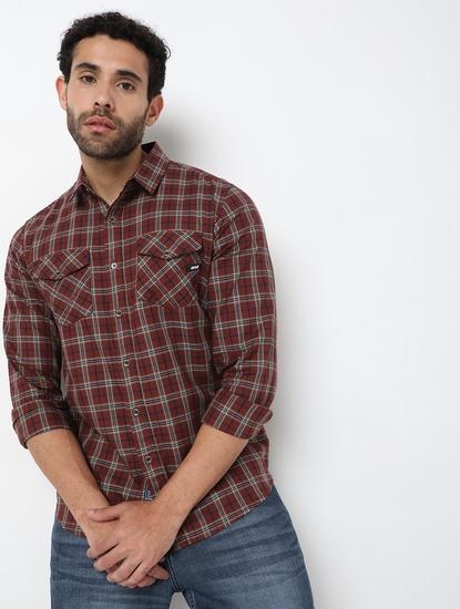 Regular Fit Brown Cotton Shirt