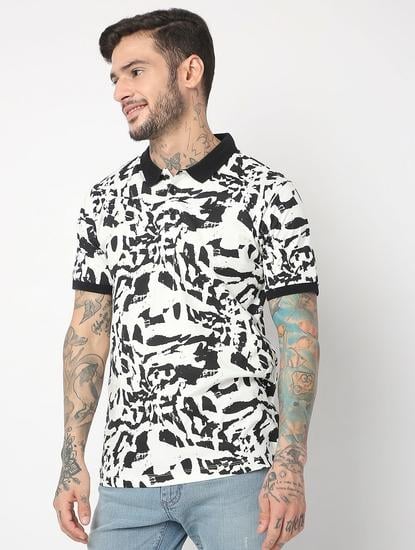 Regular Fit Half Sleeve Printed Polo T-Shirt