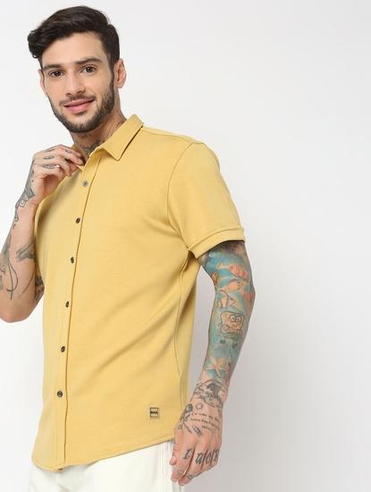 Slim Fit Half Sleeve Solid Scuba Shirts