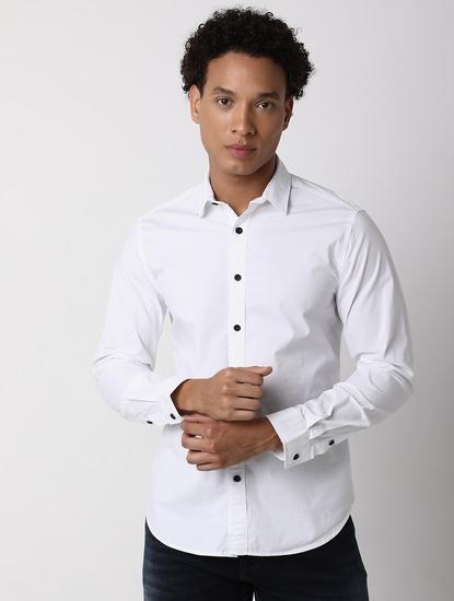 Regular Fit Full Sleeve Solid Cotton Lycra Shirts