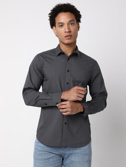 Regular Fit Full Sleeve Solid Cotton Lycra Shirts