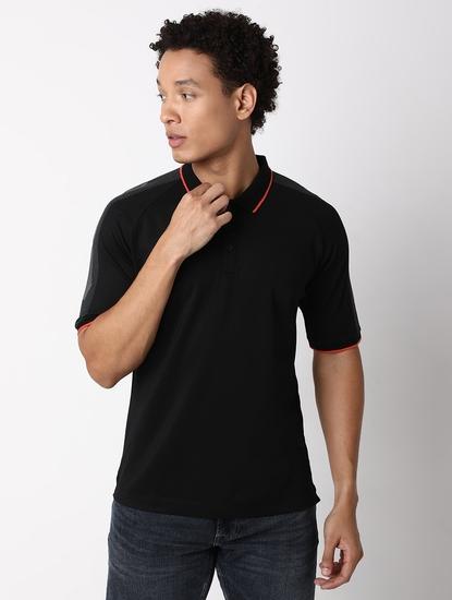 Slim Fit Half Sleeve Solid Nylon Polo T-Shirt