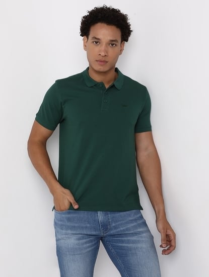 Regular Fit Half Sleeve Solid Cotton Polo T-Shirt