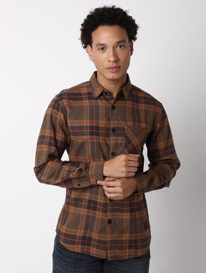 Regular Fit Full Sleeve Checkered Polycotton Shirts