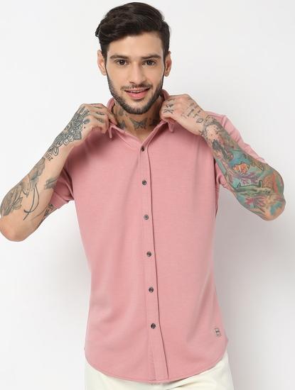 Slim Fit Half Sleeve Solid Scuba Shirts