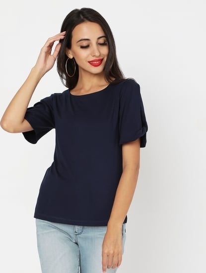 Boat-Neck Top with Sleeve Cut-Out