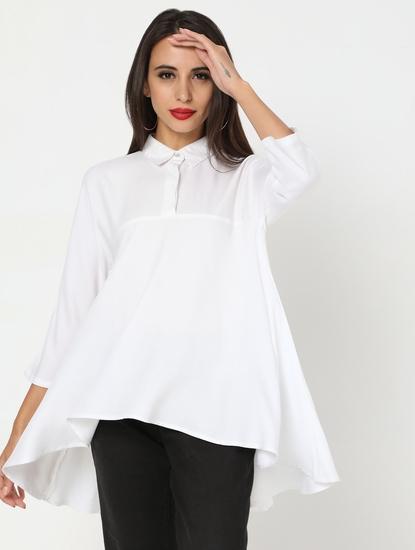 Panelled Shirt with Dipped Hemline