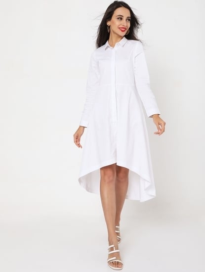 Shirt Dress with Dipped Hemline