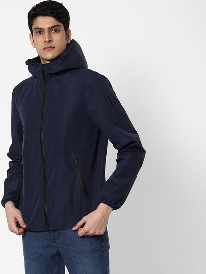 Turtle-Neck Zip-Front Hooded Jacket