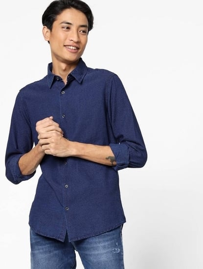 Textured Jacquard Slim Fit Shirt