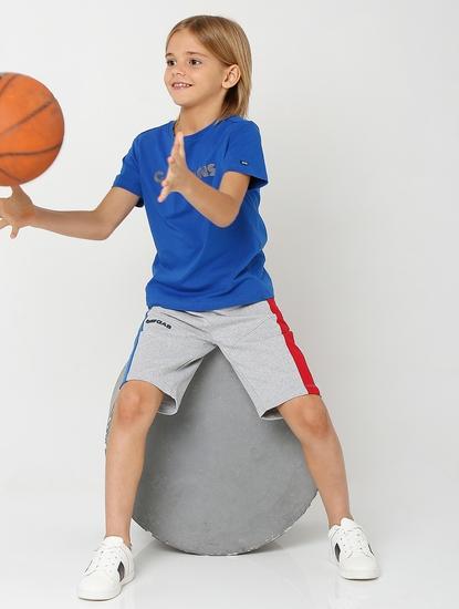Boy's Heathered Knit Shorts with Contrast Panels