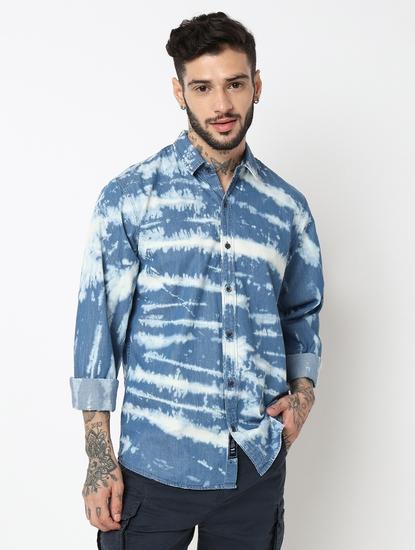 Regular Fit Full Sleeve Printed Denim Twill Shirts