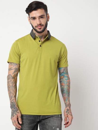 Slim Fit Half Sleeve Solid Tencil Lycra Polo T-Shirt