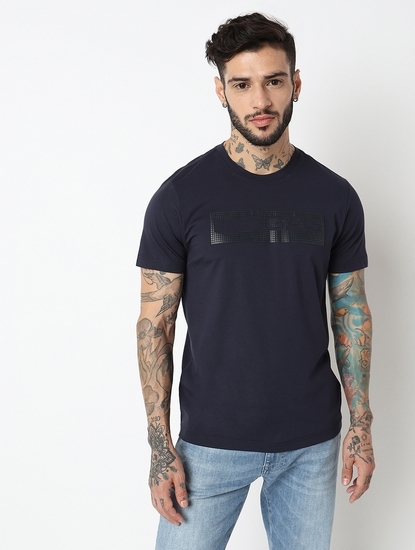 Relaxed Fit Half Sleeve Printed Tencil Lycra T-Shirt