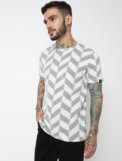 Relaxed Fit Half Sleeve Printed Jacquard T-Shirt