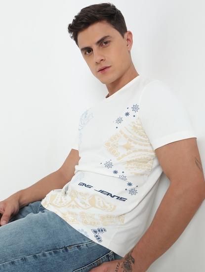 Regular Fit All Over Printed Round Neck T-Shirt with Short Sleeve