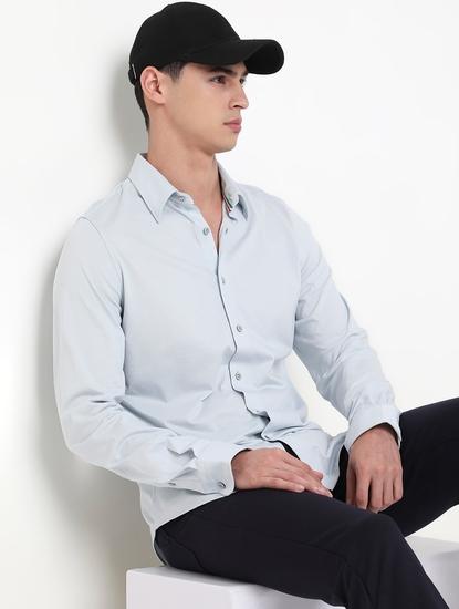 Slim Fit Solid Full Sleeve Shirt with Classic Collar