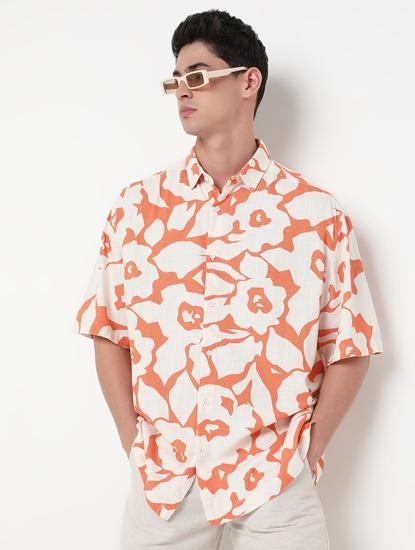 Boxy Fit All Over Printed Short Sleeve Shirt with Classic Collar