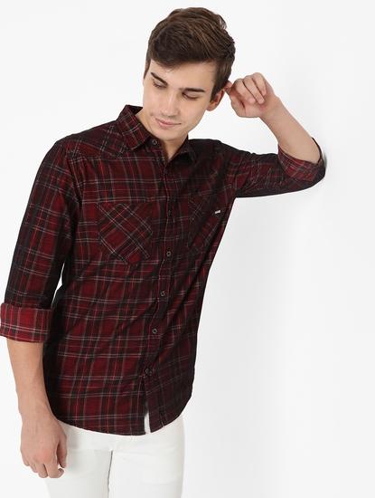 Checked Slim Fit Shirt with Patch Pocket