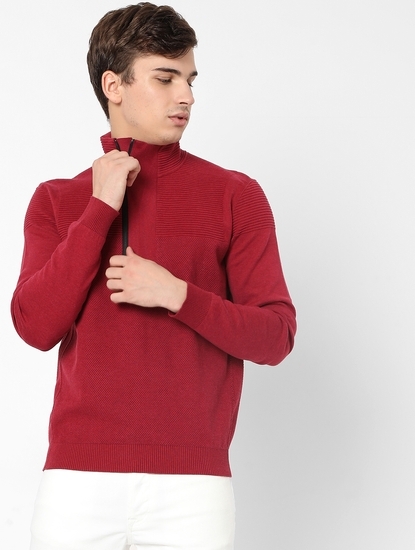 Robiin Zip Ribbed Slim Fit Sweatshirt