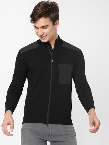 Bran Zip Slim Fit Sweatshirt with Patch Pocket