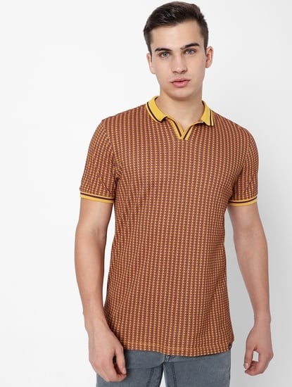 Geometric Print Slim Fit Polo T-shirt