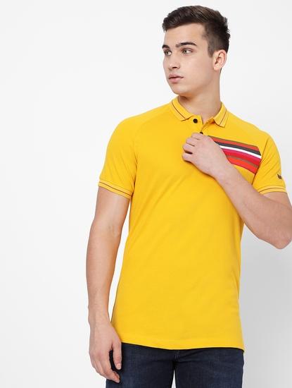 Slim Fit Polo T-shirt with Placement Stripes