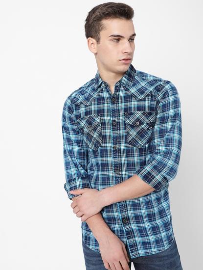 Kant Checked Slim Fit Shirt with Flap Pockets