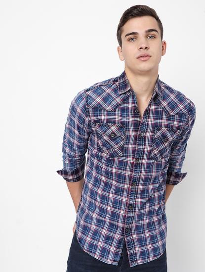 Kant Checked Slim Fit Shirt with Flap Pockets