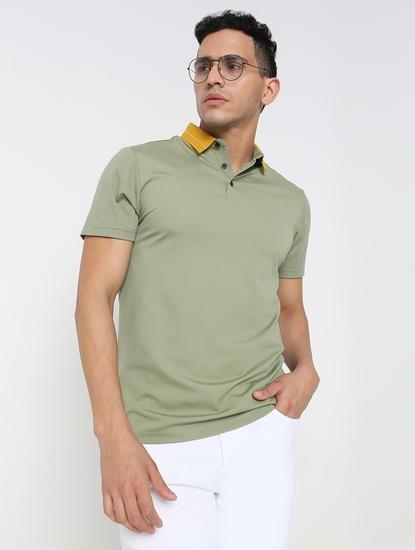 Slim Fit Solid Polo T-Shirt with Short Sleeve