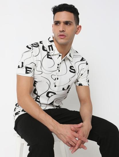 Slim Fit All Over Printed Polo T-Shirt with Short Sleeve